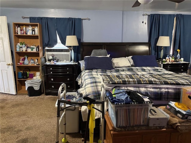 carpeted bedroom featuring cooling unit