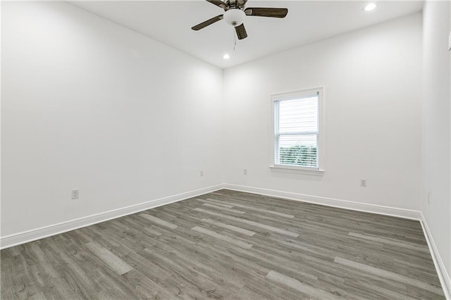 3507 Danneel St, New Orleans, LA 70115 - unfurnished room featuring wood finished floors, baseboards, recessed lighting, and a ceiling fan
