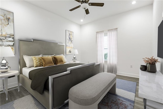 3507 Danneel St, New Orleans, LA 70115 - bedroom featuring wood finished floors, recessed lighting, baseboards, and a ceiling fan