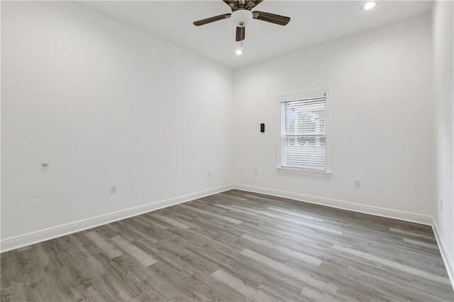 3507 Danneel St, New Orleans, LA 70115 - unfurnished room featuring wood finished floors, recessed lighting, a ceiling fan, and baseboards
