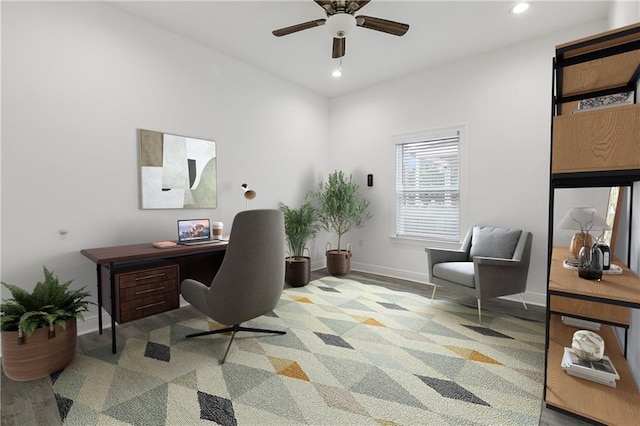 3507 Danneel St, New Orleans, LA 70115 - office space with a ceiling fan, baseboards, and recessed lighting