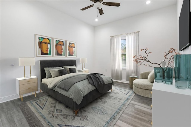 3507 Danneel St, New Orleans, LA 70115 - bedroom with wood finished floors, recessed lighting, baseboards, and ceiling fan