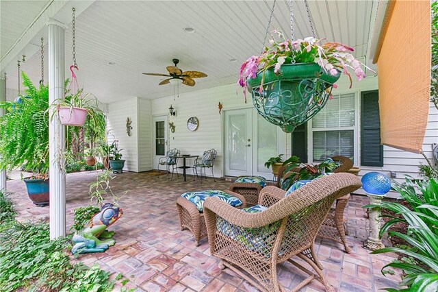 view of patio / terrace featuring ceiling fan