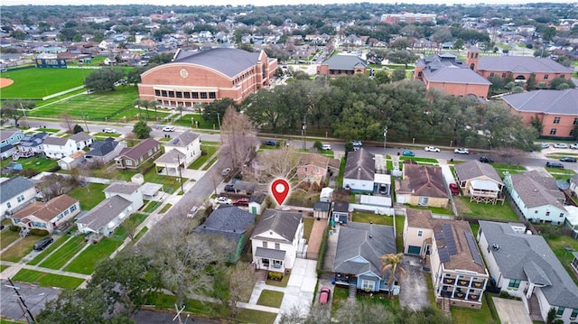 drone / aerial view with a residential view