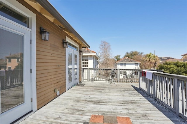 wooden terrace with french doors