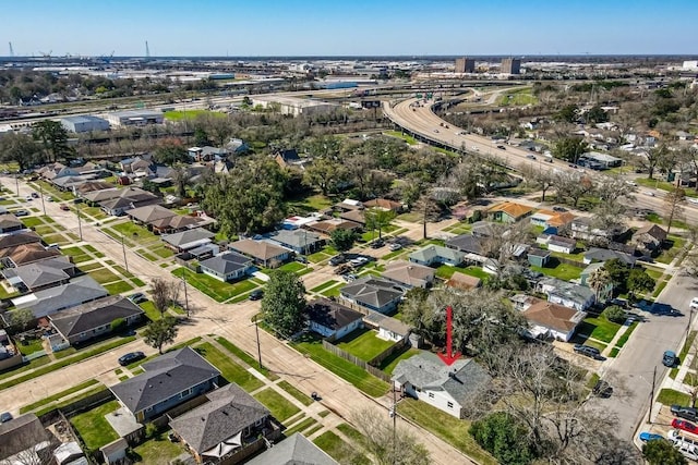 bird's eye view with a residential view