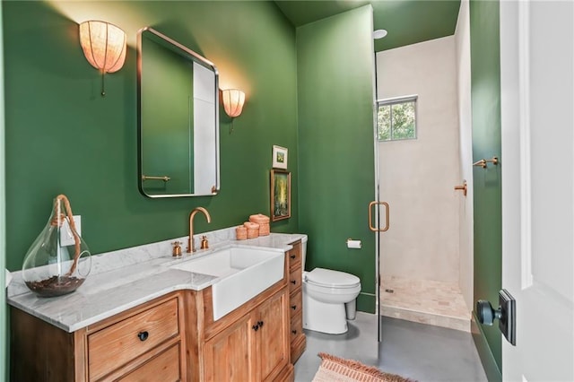 23648 Goodlife Ln, Covington, LA 70435 - bathroom with vanity, concrete floors, and a stall shower