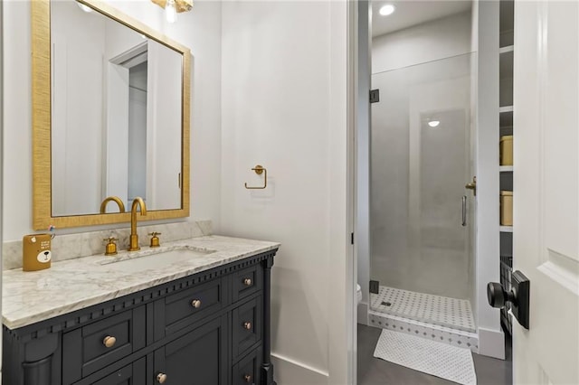 23648 Goodlife Ln, Covington, LA 70435 - bathroom featuring a shower stall and vanity