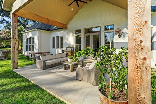 23648 Goodlife Ln, Covington, LA 70435 - view of patio / terrace featuring ceiling fan and an outdoor hangout area