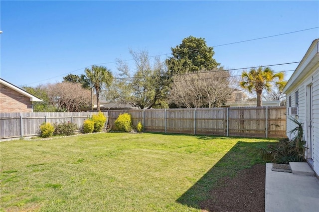 view of yard featuring a fenced backyard