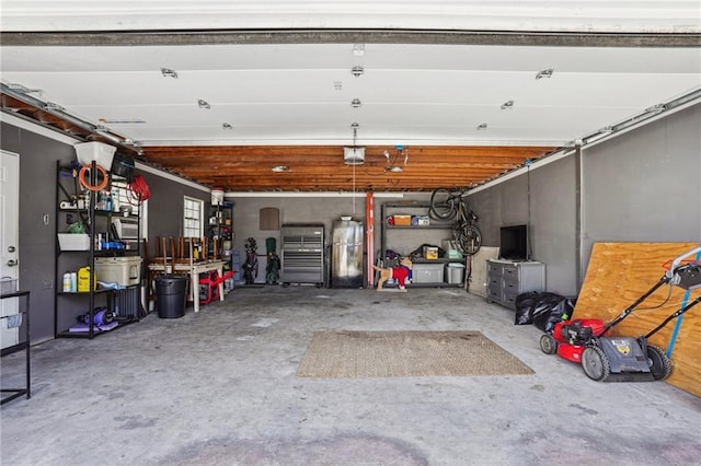 garage with a garage door opener