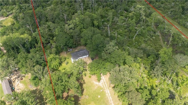 aerial view featuring a forest view