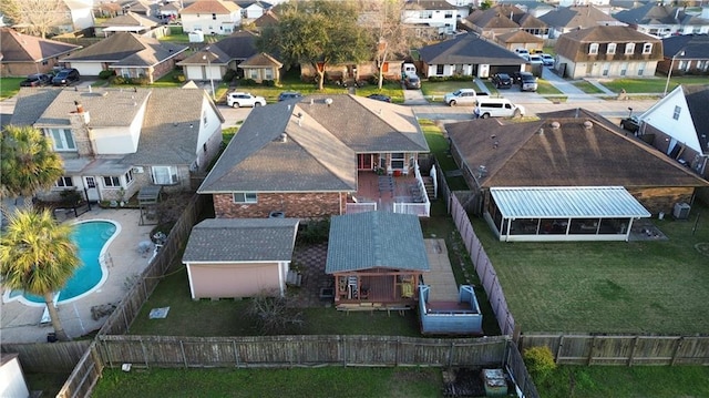 aerial view with a residential view
