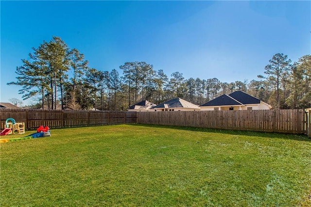 view of yard featuring a fenced backyard