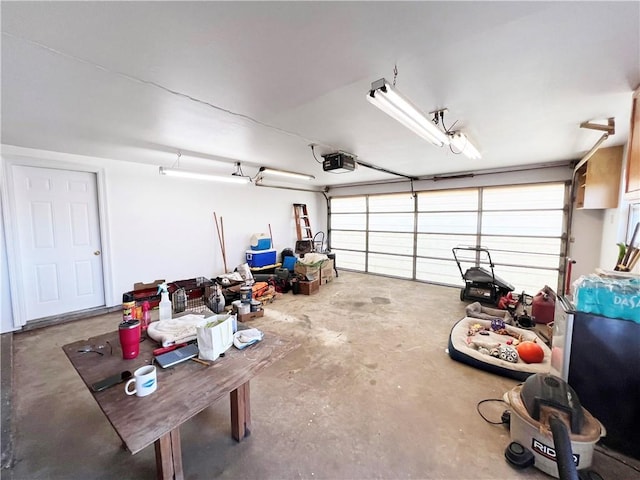 garage with a garage door opener