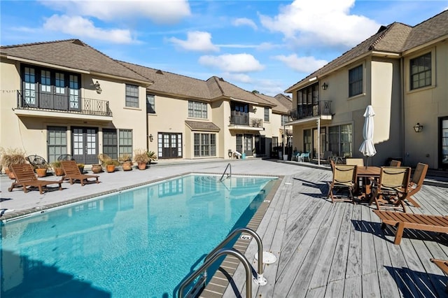 pool with a residential view