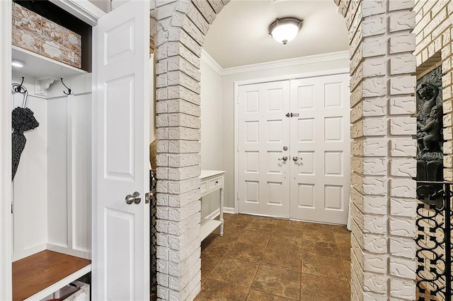 interior space featuring crown molding