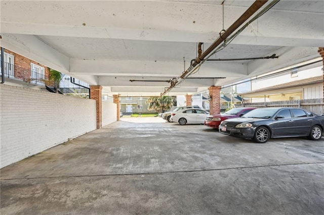 parking deck with fence