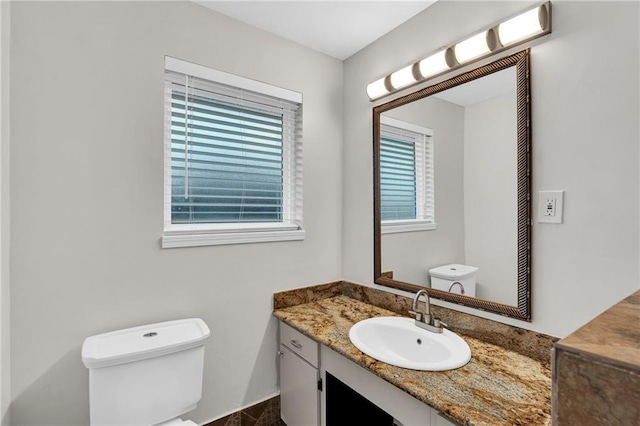 bathroom with toilet and vanity