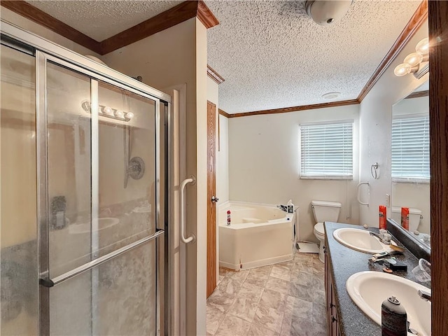 bathroom with a textured ceiling, a sink, and a bath