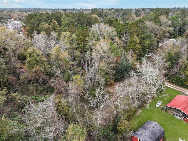 aerial view featuring a forest view