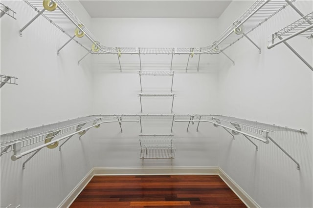 spacious closet with wood finished floors