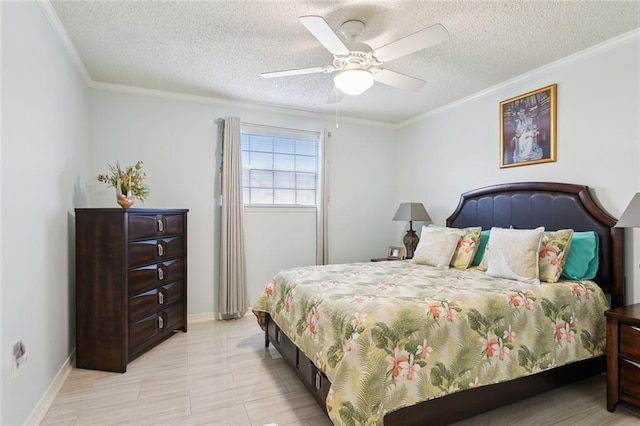 641 Petit Berdot Dr, Kenner, LA 70065 - bedroom with a textured ceiling, crown molding, ceiling fan, and baseboards