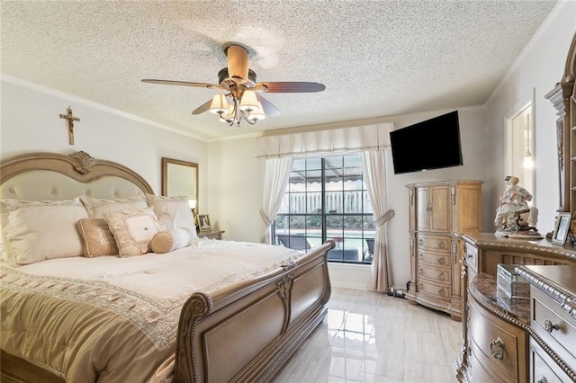 641 Petit Berdot Dr, Kenner, LA 70065 - bedroom with a textured ceiling, crown molding, and ceiling fan