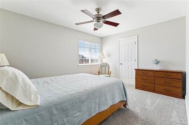 bedroom with carpet flooring and ceiling fan