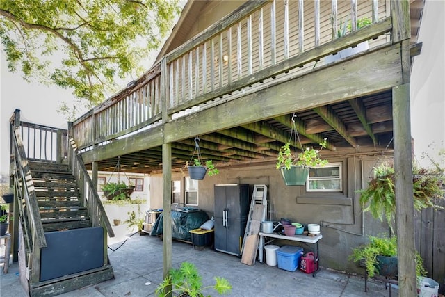 view of patio with stairway