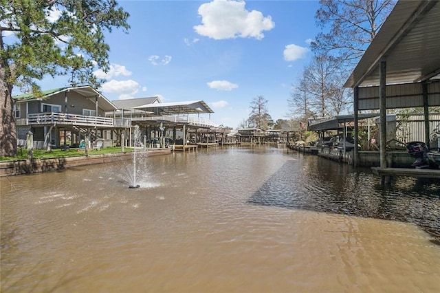 dock area featuring a water view