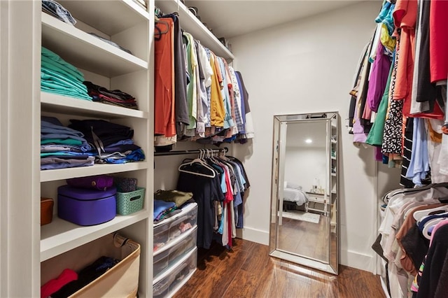 spacious closet with wood finished floors