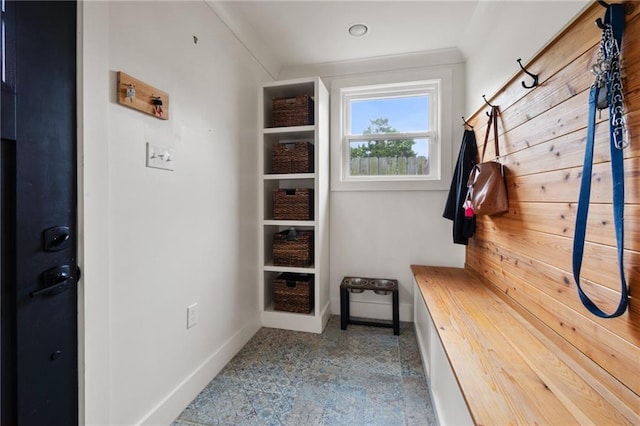 mudroom featuring baseboards