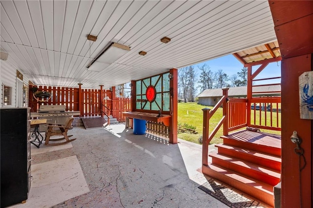 view of patio with area for grilling