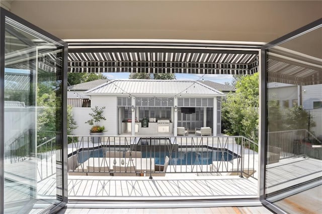 outdoor pool featuring a patio