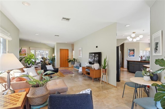 living room with visible vents and recessed lighting