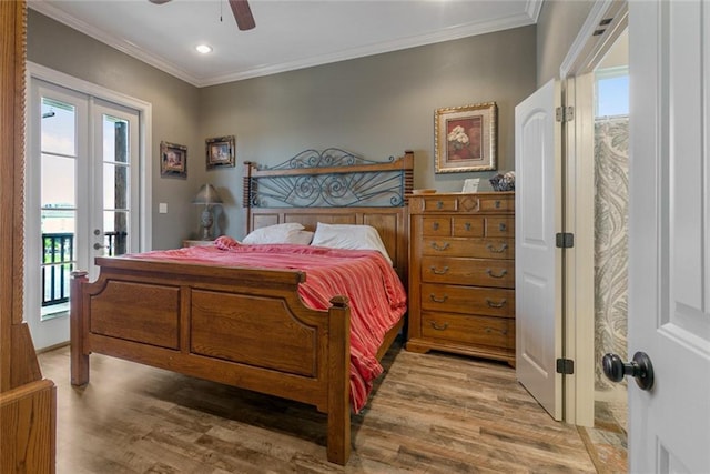 278 Lakeview Dr, Slidell, LA 70458 - bedroom with crown molding, wood finished floors, and access to exterior
