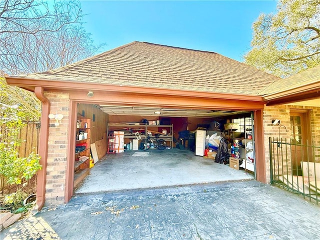 view of garage