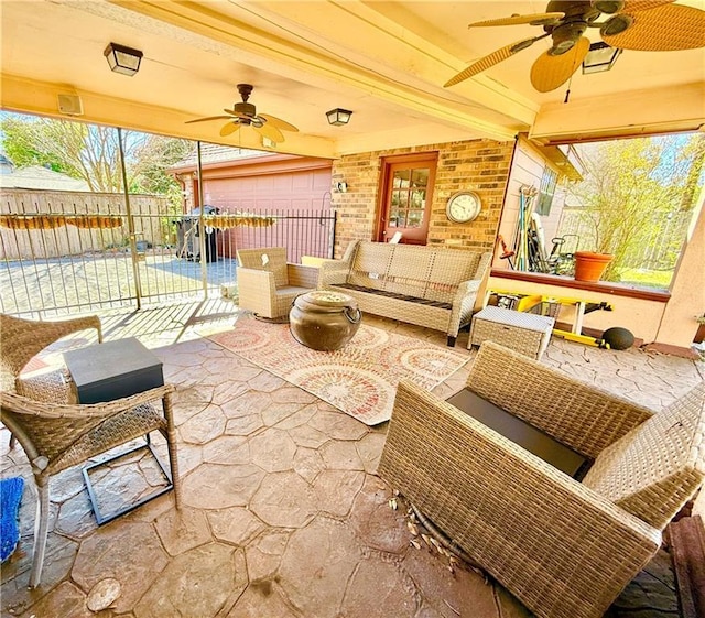 5 Five Oaks Dr, New Orleans, LA 70131 - view of patio / terrace featuring ceiling fan and an outdoor living space