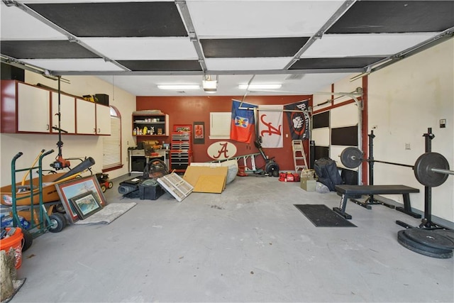 garage with a garage door opener