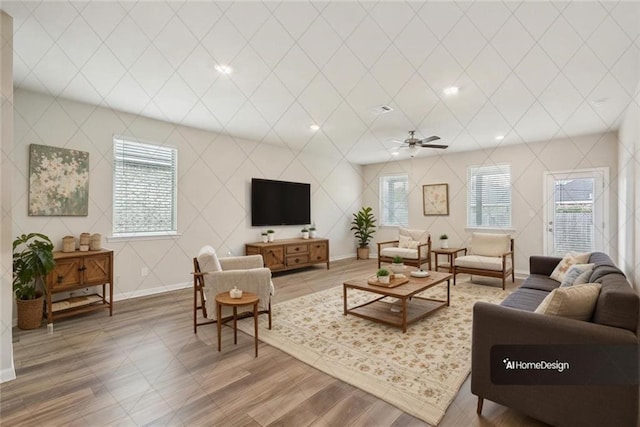 5635 Oak Trace Dr, Saint Gabriel, LA 70776 - living room featuring a ceiling fan and baseboards