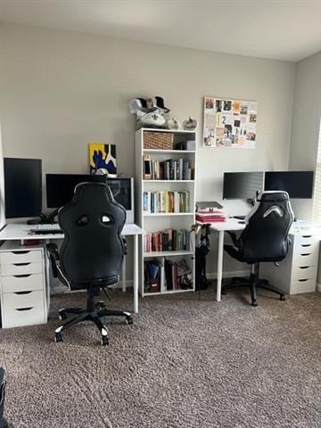 view of carpeted home office