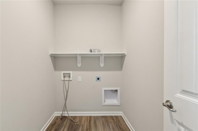 5635 Oak Trace Dr, Saint Gabriel, LA 70776 - laundry room with washer hookup, hookup for an electric dryer, dark wood finished floors, and baseboards