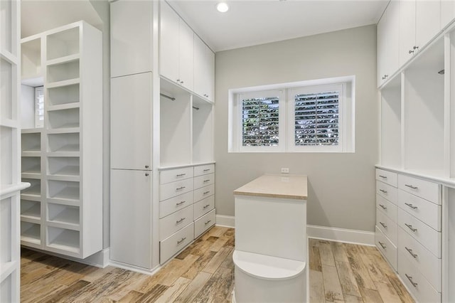 walk in closet featuring light wood-type flooring