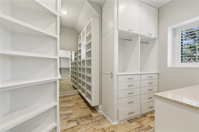 spacious closet with light wood-type flooring