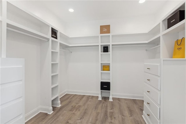 walk in closet featuring wood finished floors