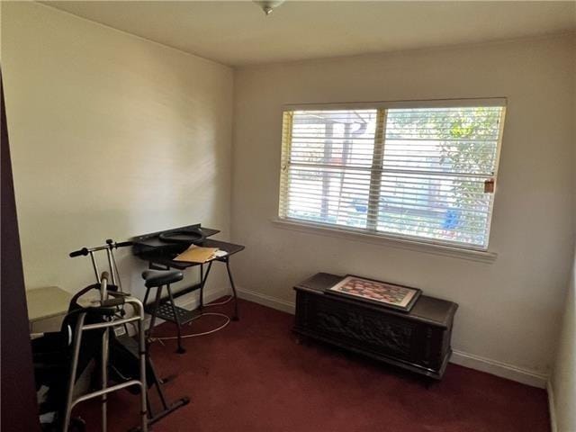 carpeted office with baseboards