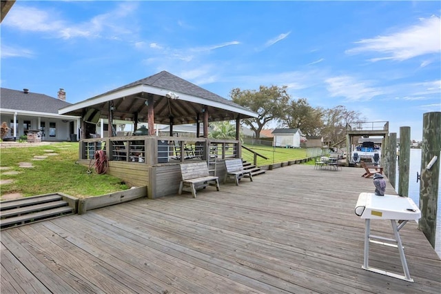 deck featuring a lawn