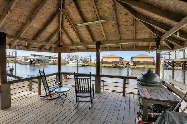 view of dock featuring a water view