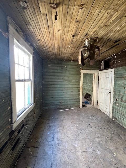 spare room with wooden ceiling